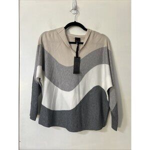 Aaeda Womens Multicolor Colorblock Knitted Long Sleeve Hooded Sweater Size‎ M